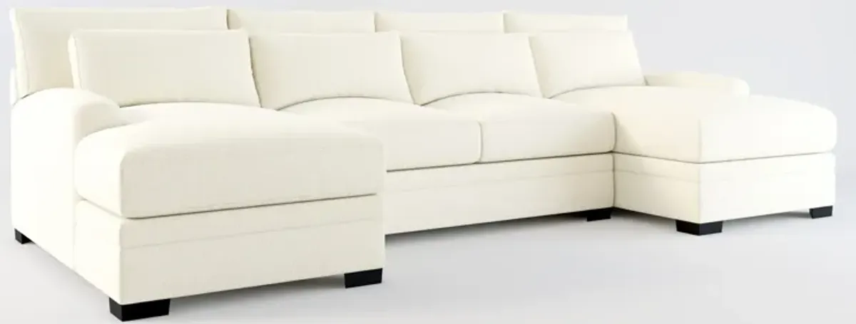 Winston Hybrid Comfort Eco Performance Fabric 3-Piece Sectional w/ Dual Chaise - Fincher Ivory