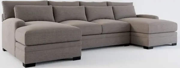 Winston Hybrid Comfort Eco Performance Fabric 3-Piece Sectional w/ Dual Chaise - Presidio Steel