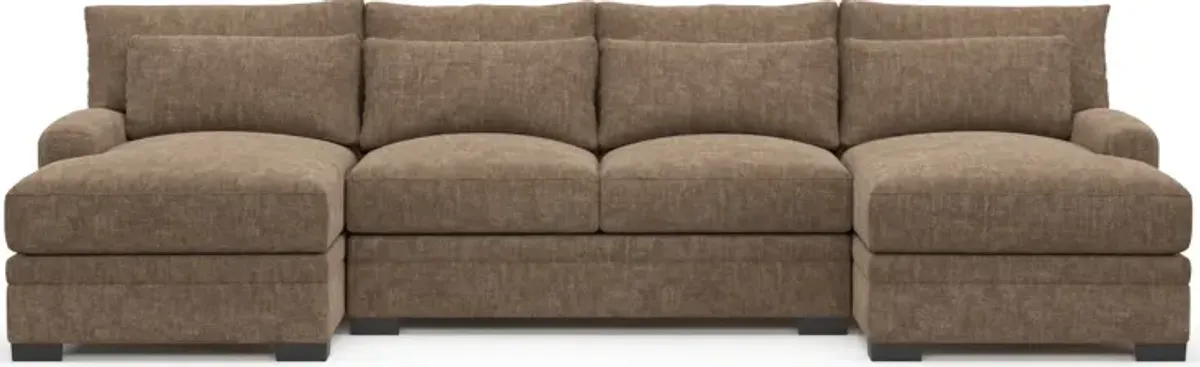 Winston Hybrid Comfort Eco Performance Fabric 3-Piece Sectional w/ Dual Chaise - Argo Java