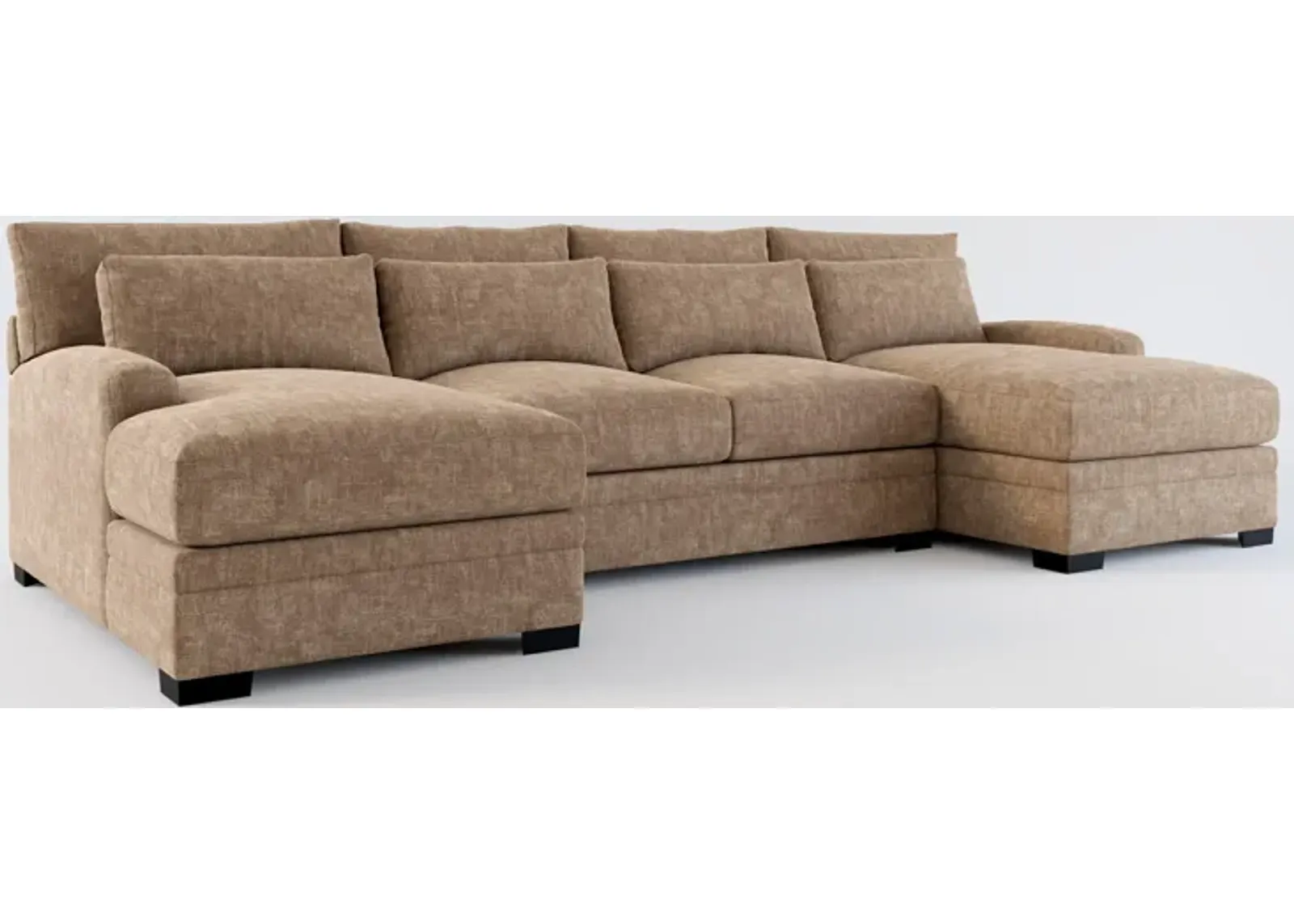 Winston Hybrid Comfort Eco Performance Fabric 3-Piece Sectional w/ Dual Chaise - Argo Java