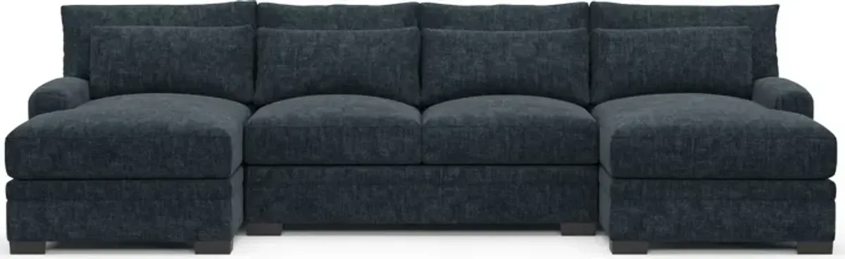 Winston Hybrid Comfort Eco Performance Fabric 3-Piece Sectional w/ Dual Chaise - Argo Navy