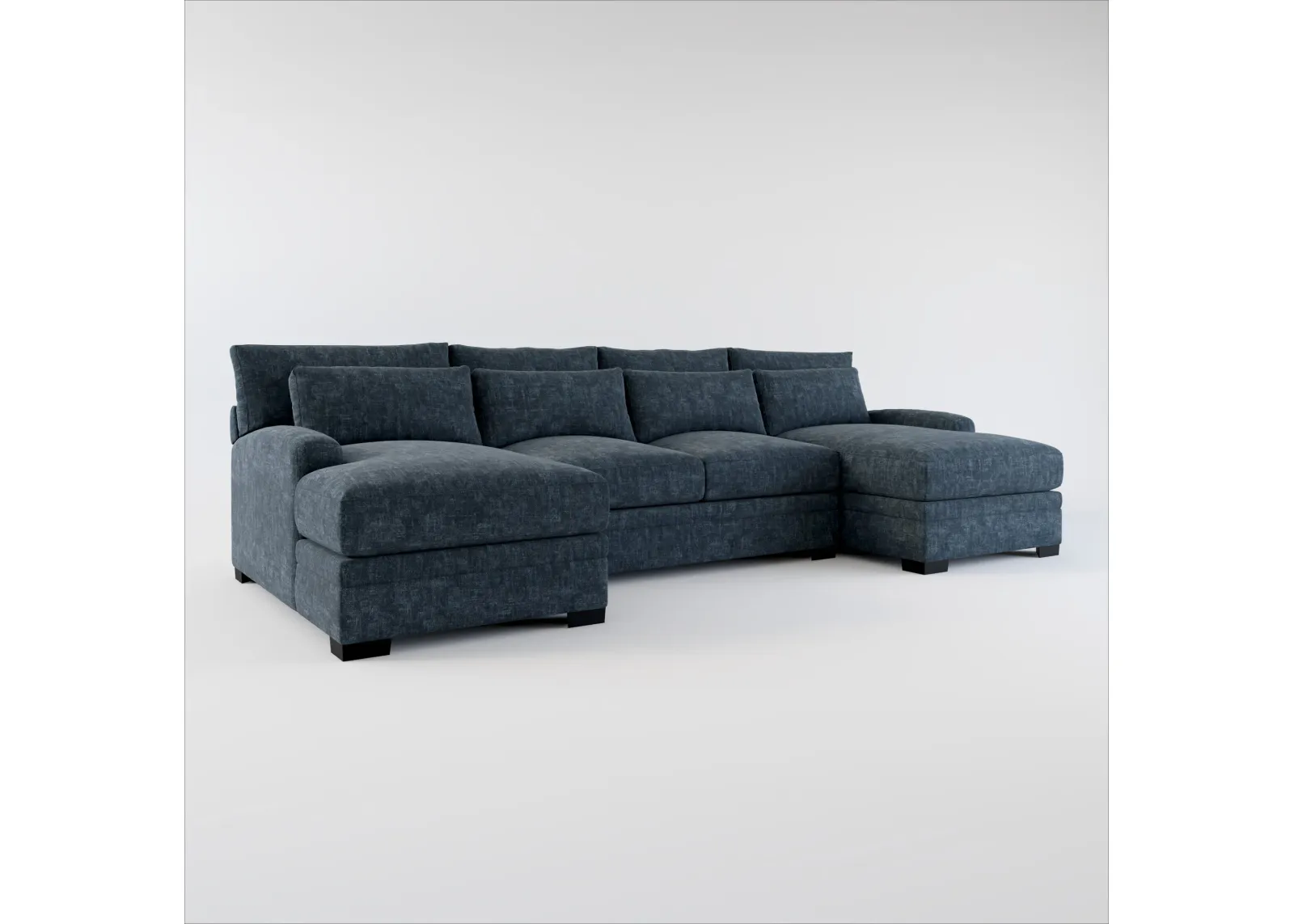 Winston Hybrid Comfort Eco Performance Fabric 3-Piece Sectional w/ Dual Chaise - Argo Navy