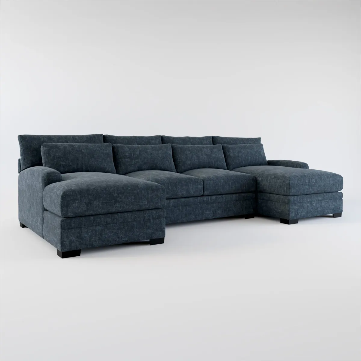 Winston Hybrid Comfort Eco Performance Fabric 3-Piece Sectional w/ Dual Chaise - Argo Navy