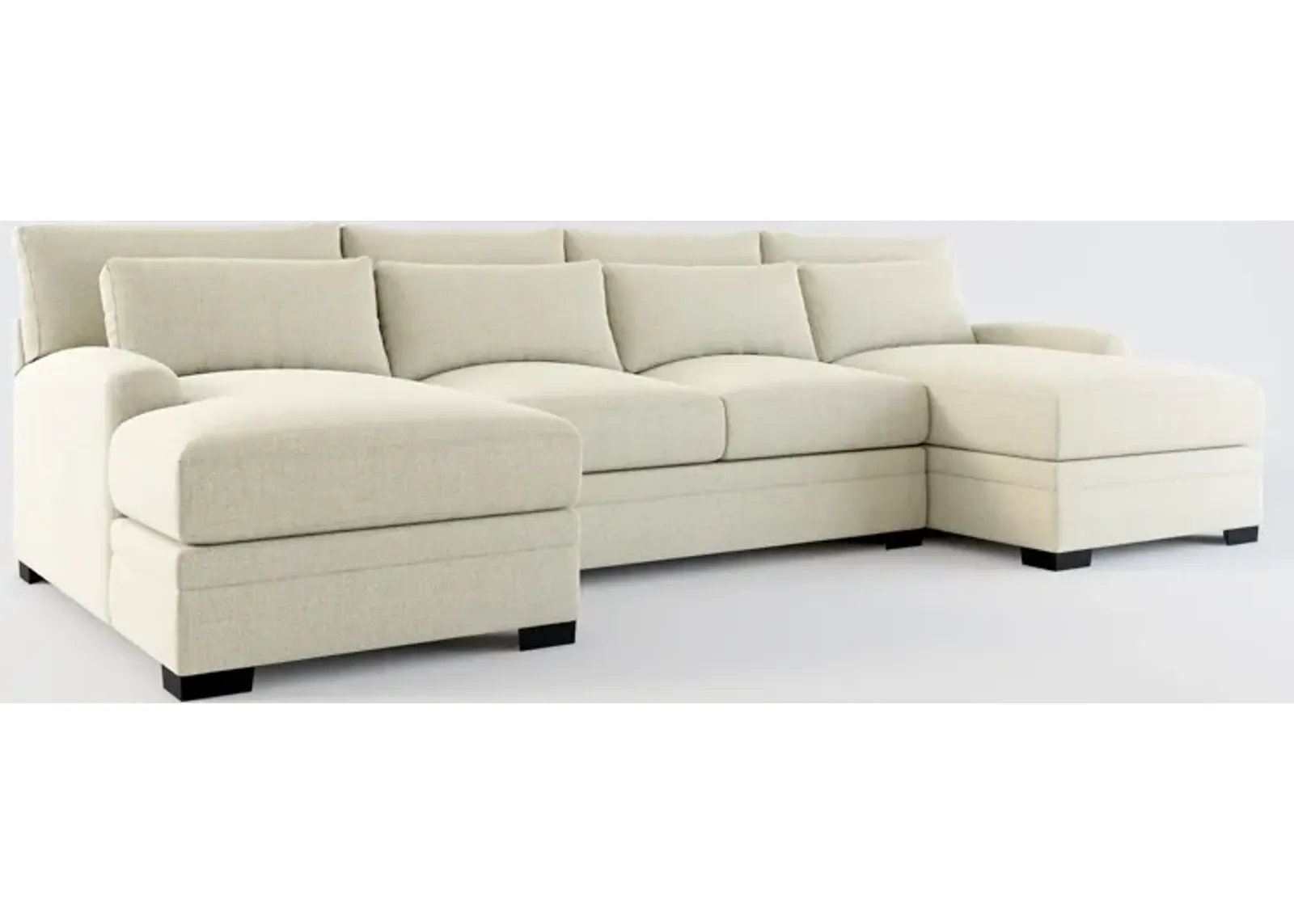 Winston Foam Comfort Eco Performance Fabric 3-Piece Sectional w/ Dual Chaise - Broderick Charcoal