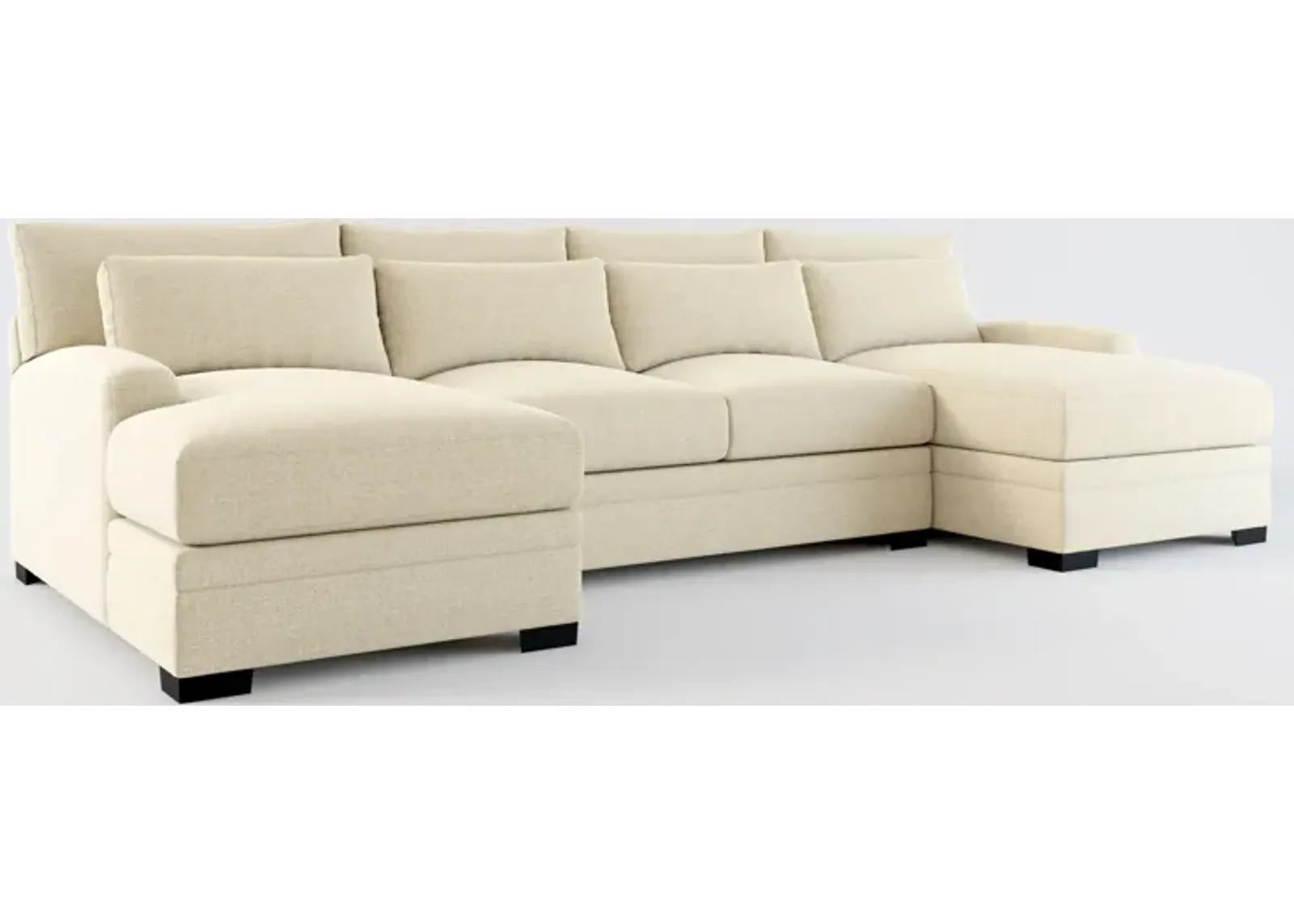 Winston Foam Comfort Eco Performance Fabric 3-Piece Sectional w/ Dual Chaise - Broderick Sand