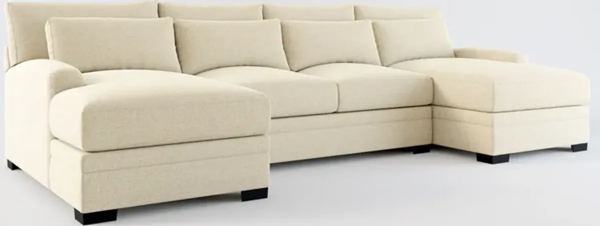 Winston Foam Comfort Eco Performance Fabric 3-Piece Sectional w/ Dual Chaise - Broderick Sand