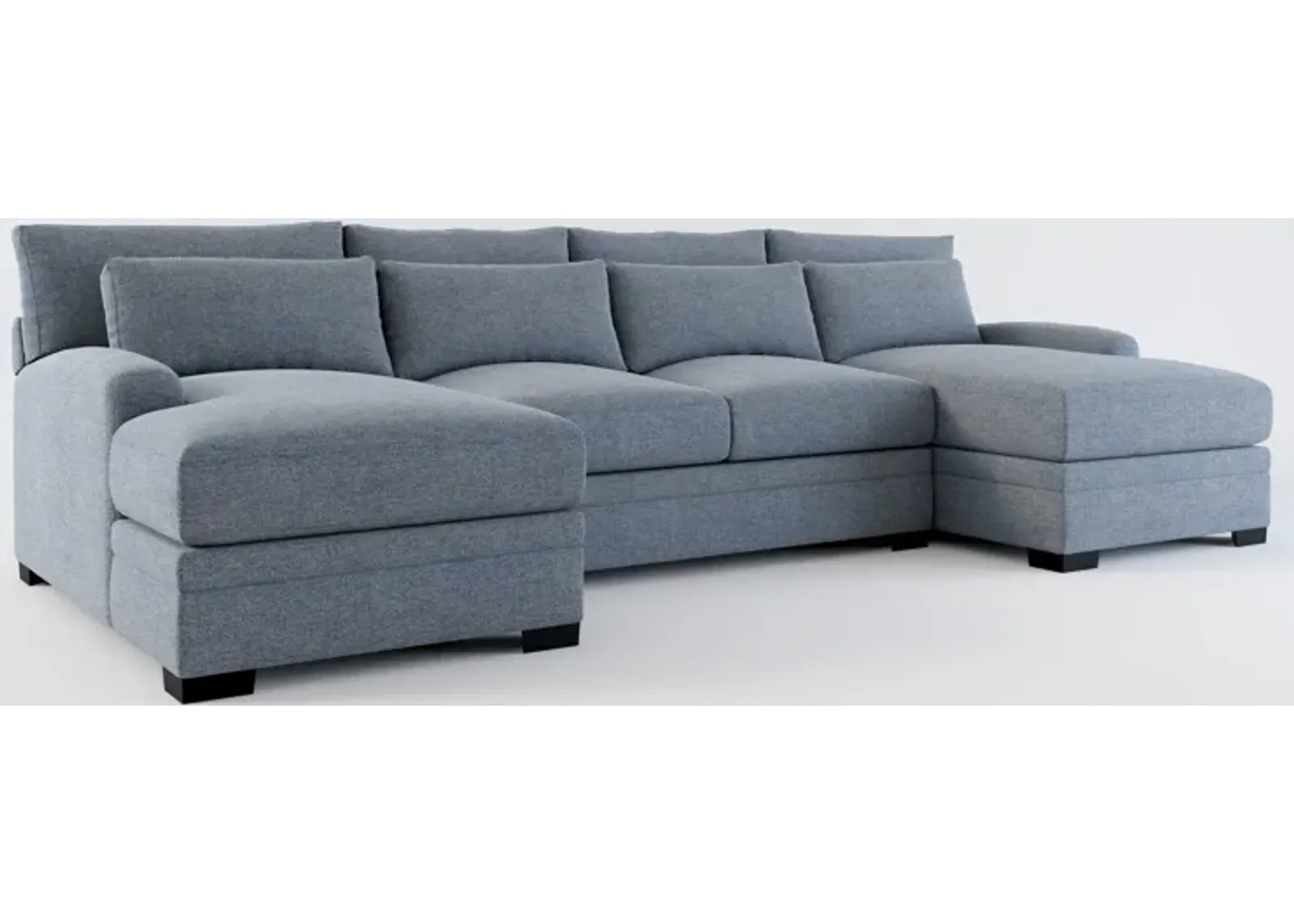 Winston Foam Comfort Eco Performance Fabric 3-Piece Sectional w/ Dual Chaise - Bridger Navy