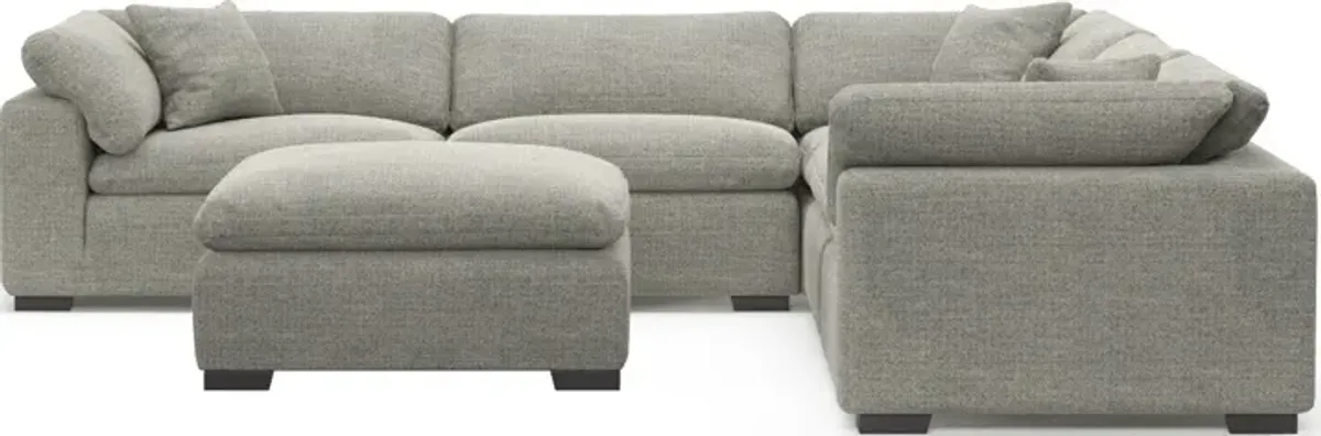 Plush Feathered Comfort 5-Piece Sectional and Ottoman - Pandora Pepper