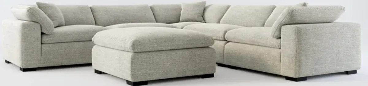 Plush Feathered Comfort 5-Piece Sectional and Ottoman - Pandora Pepper