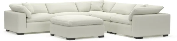 Plush Core Comfort Eco Performance Fabric 5-Piece Sectional and Ottoman - Liv Arctic