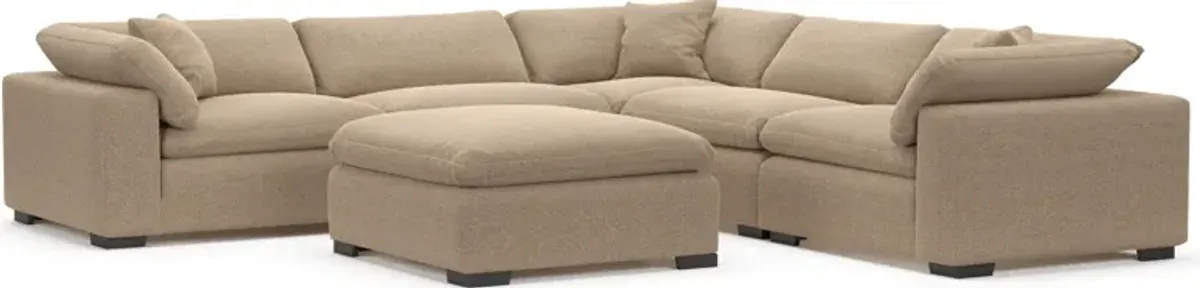 Plush Core Comfort Eco Performance Fabric 5-Piece Sectional and Ottoman - Liv Wicker