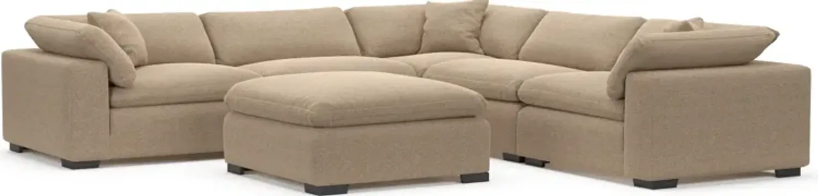 Plush Core Comfort Eco Performance Fabric 5-Piece Sectional and Ottoman - Liv Wicker