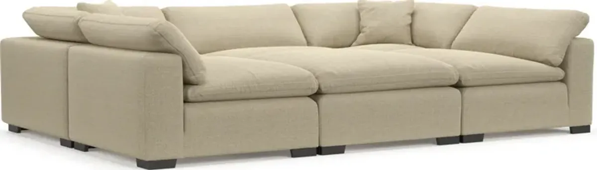 Plush Core Comfort Eco Performance Fabric 6-Piece Pit Sectional - Broderick Sand