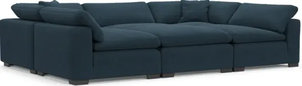 Plush Core Comfort Eco Performance Fabric 6-Piece Pit Sectional - Broderick Indigo