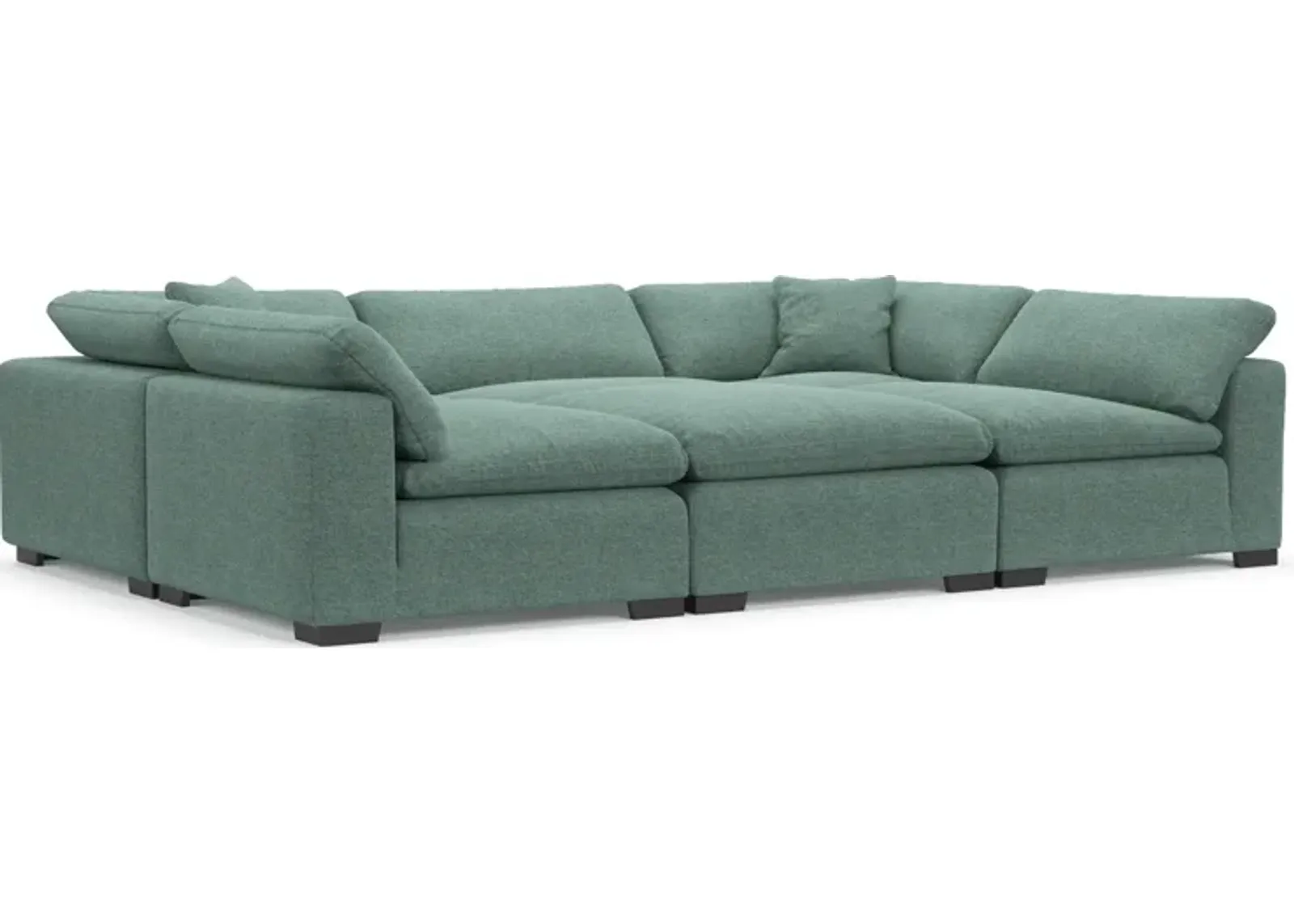 Plush Core Comfort Eco Performance Fabric 6-Piece Pit Sectional - Bridger Jade