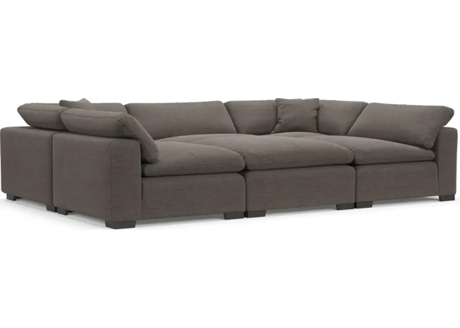 Plush Core Comfort Eco Performance Fabric 6-Piece Pit Sectional - Presidio Steel