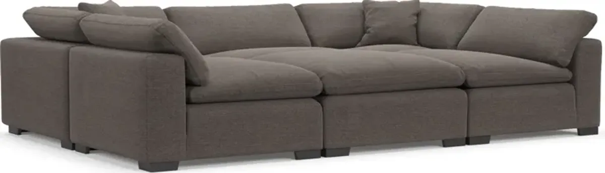 Plush Core Comfort Eco Performance Fabric 6-Piece Pit Sectional - Presidio Steel