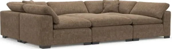 Plush Core Comfort Eco Performance Fabric 6-Piece Pit Sectional - Argo Java