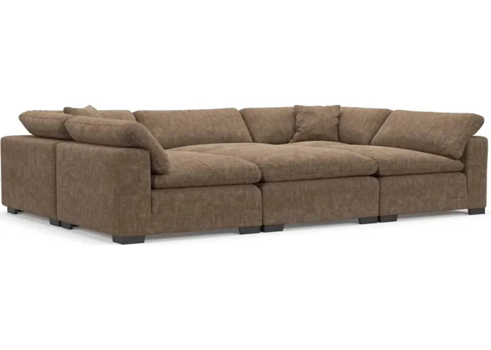 Plush Core Comfort Eco Performance Fabric 6-Piece Pit Sectional - Argo Java