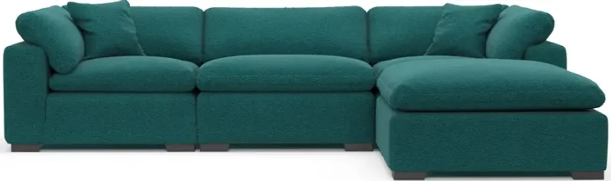 Plush Core Comfort 3-Piece Sofa and Ottoman - Bloke Peacock