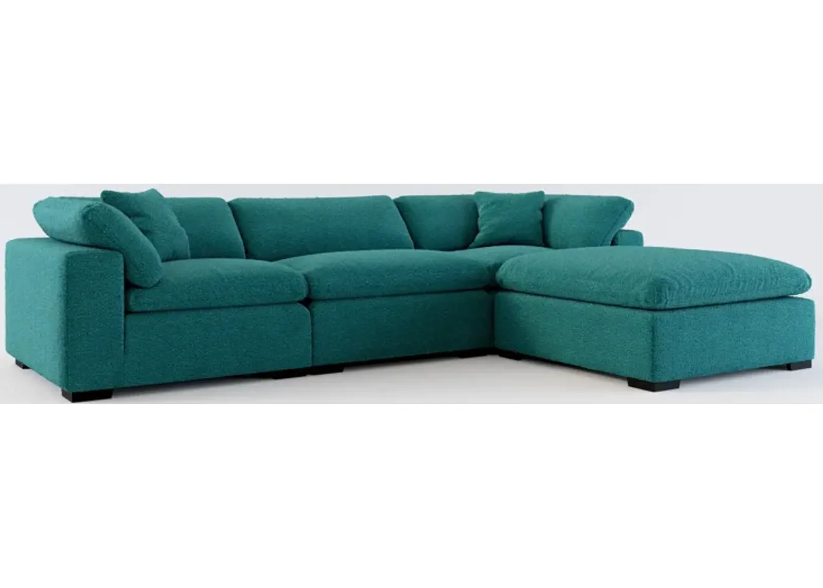 Plush Core Comfort 3-Piece Sofa and Ottoman - Bloke Peacock