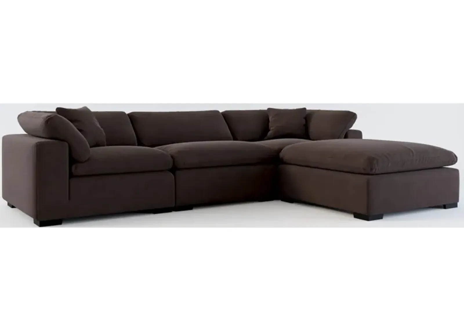 Plush Core Comfort 3-Piece Sofa and Ottoman - Merrimac Dark Brown