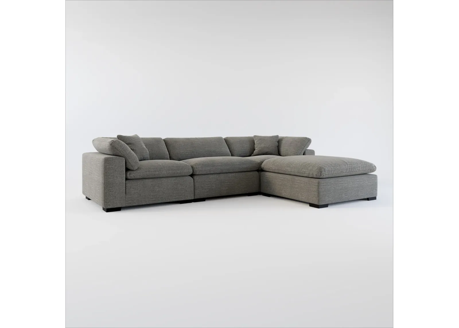 Plush Core Comfort 3-Piece Sofa and Ottoman - Curious Charcoal