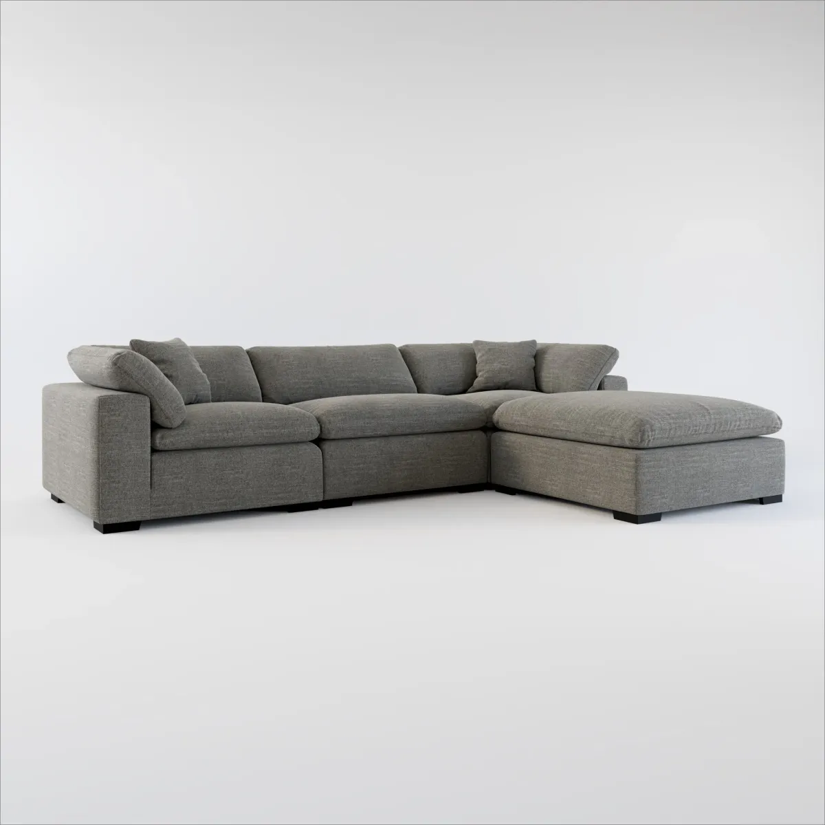 Plush Core Comfort 3-Piece Sofa and Ottoman - Curious Charcoal