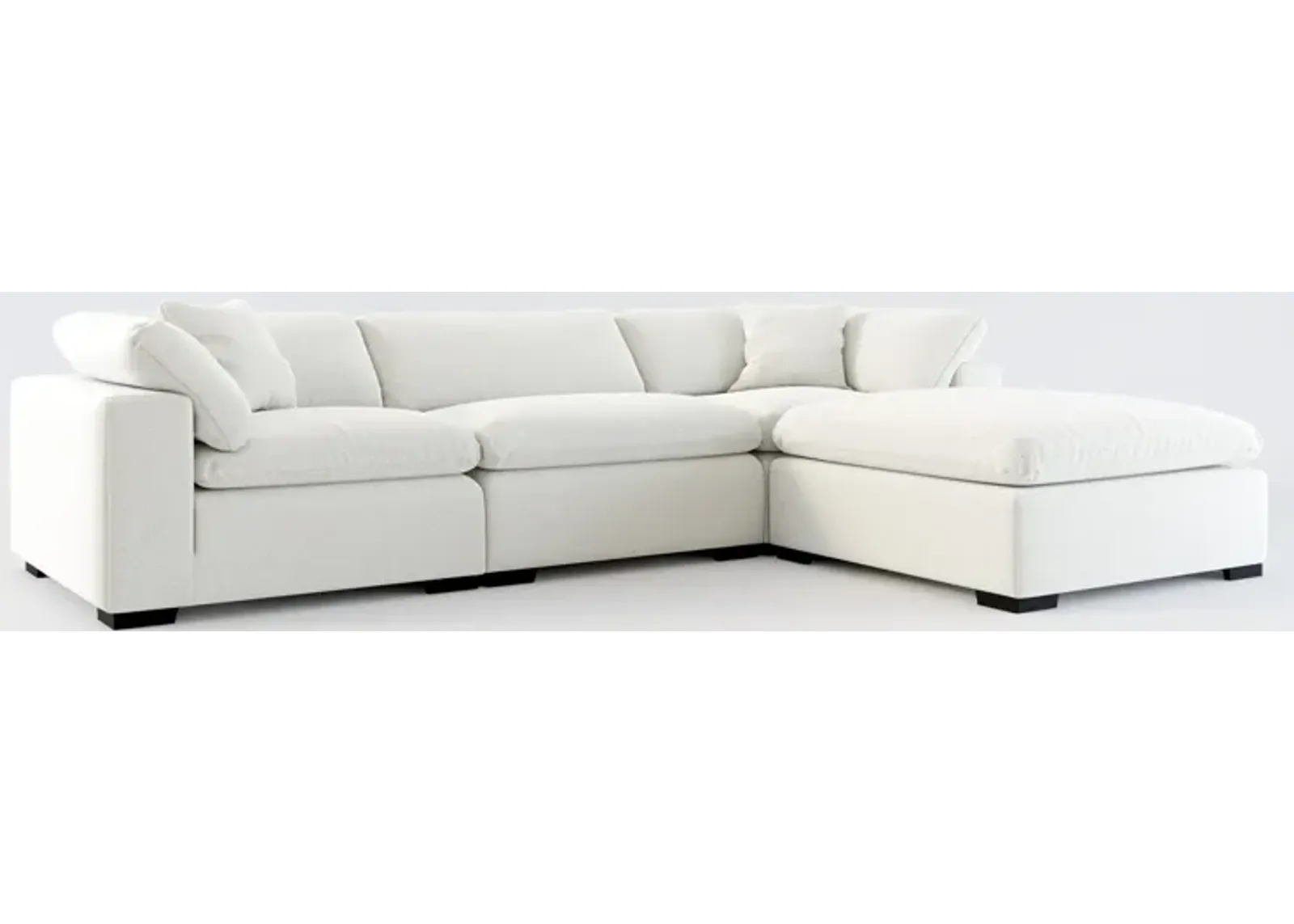 Plush Core Comfort 3-Piece Sofa and Ottoman - Oslo Snow