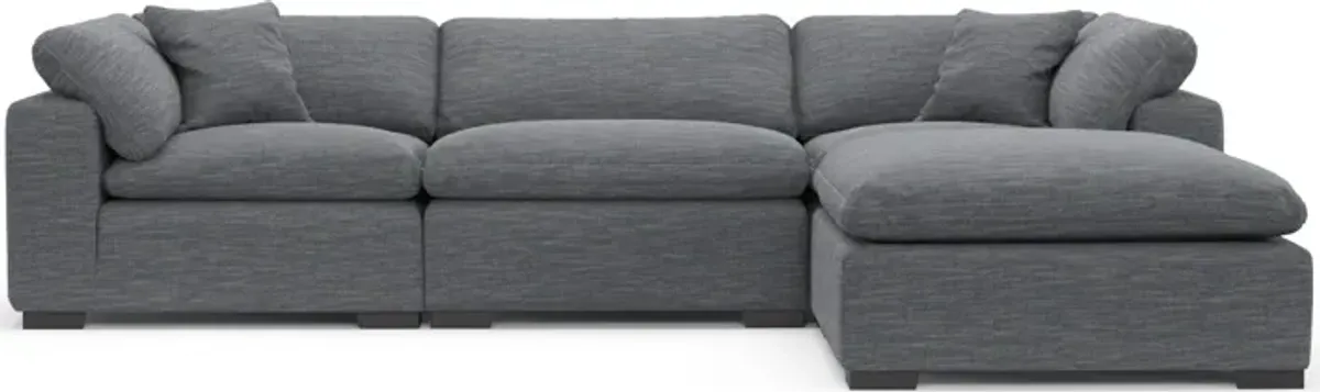 Plush Core Comfort 3-Piece Sofa and Ottoman - Dudley Indigo