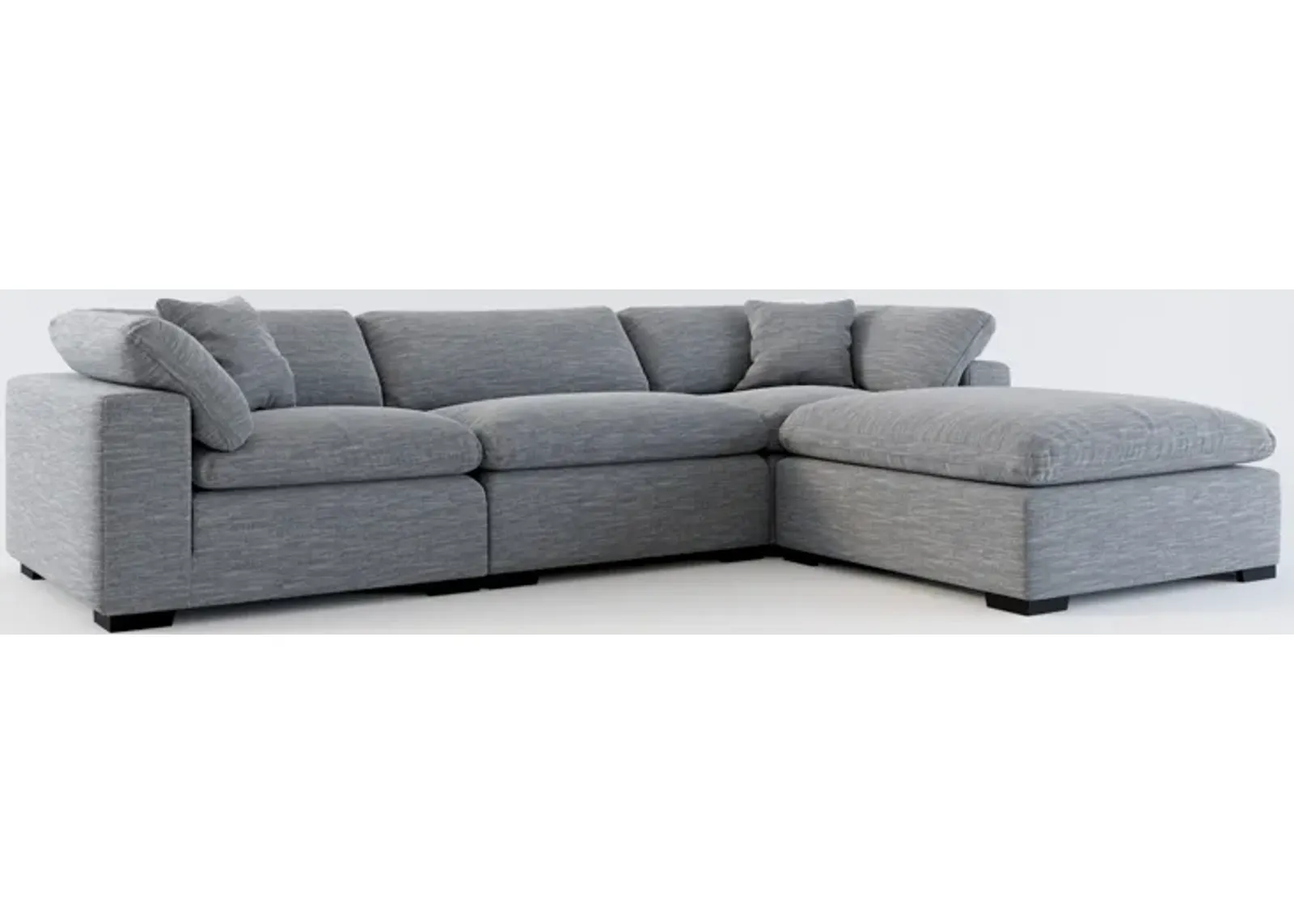 Plush Core Comfort 3-Piece Sofa and Ottoman - Dudley Indigo