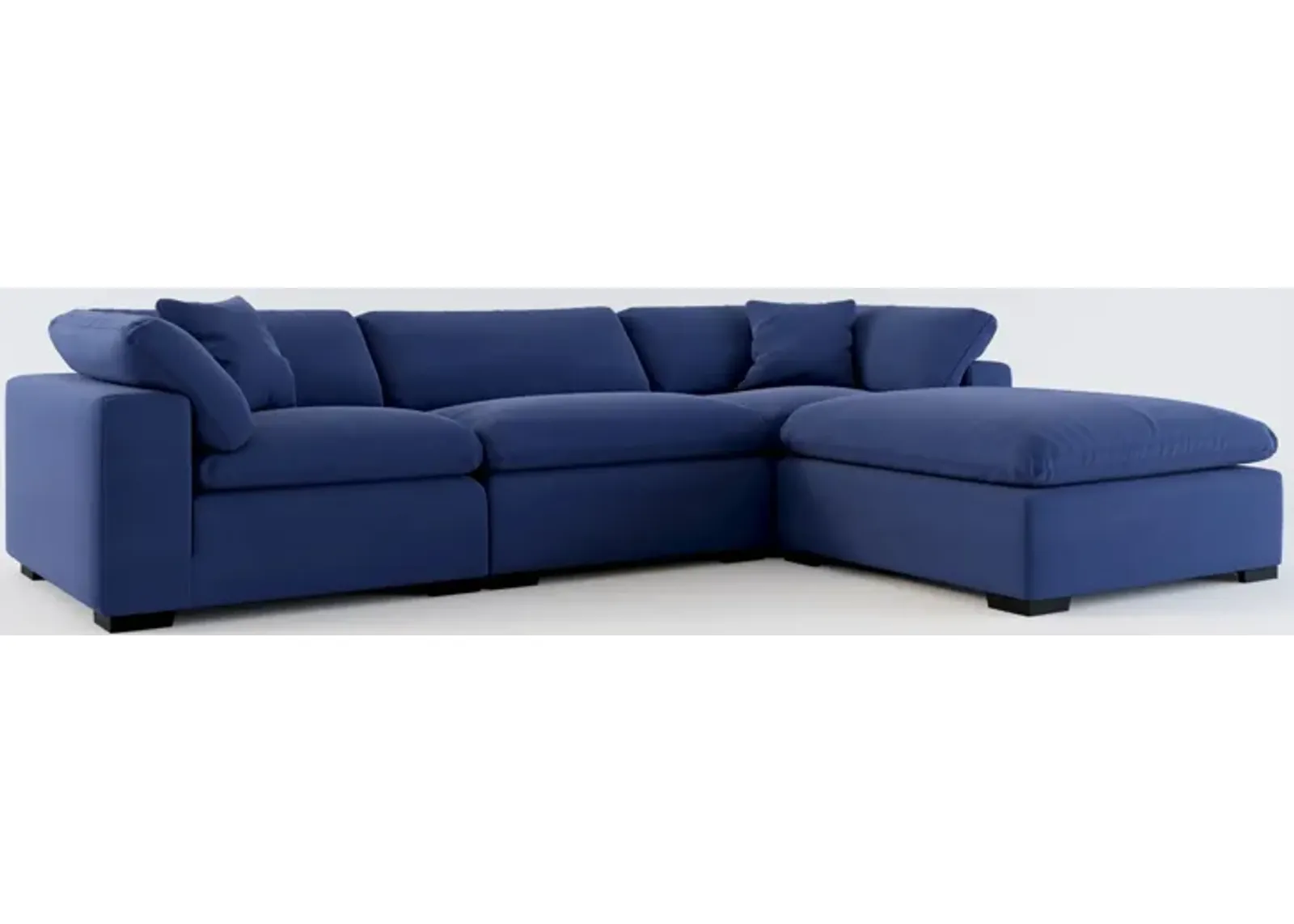 Plush Core Comfort 3-Piece Sofa and Ottoman - Abington Indigo