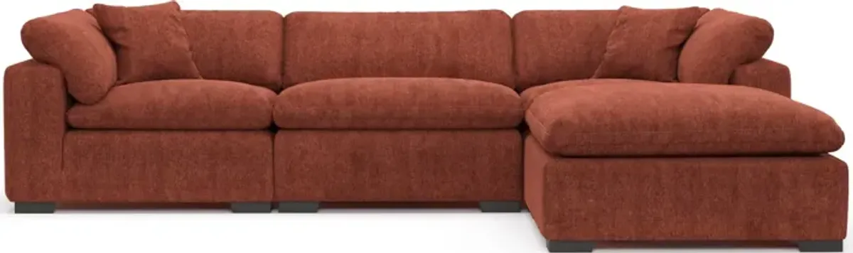 Plush Core Comfort 3-Piece Sofa and Ottoman - Contessa Paprika