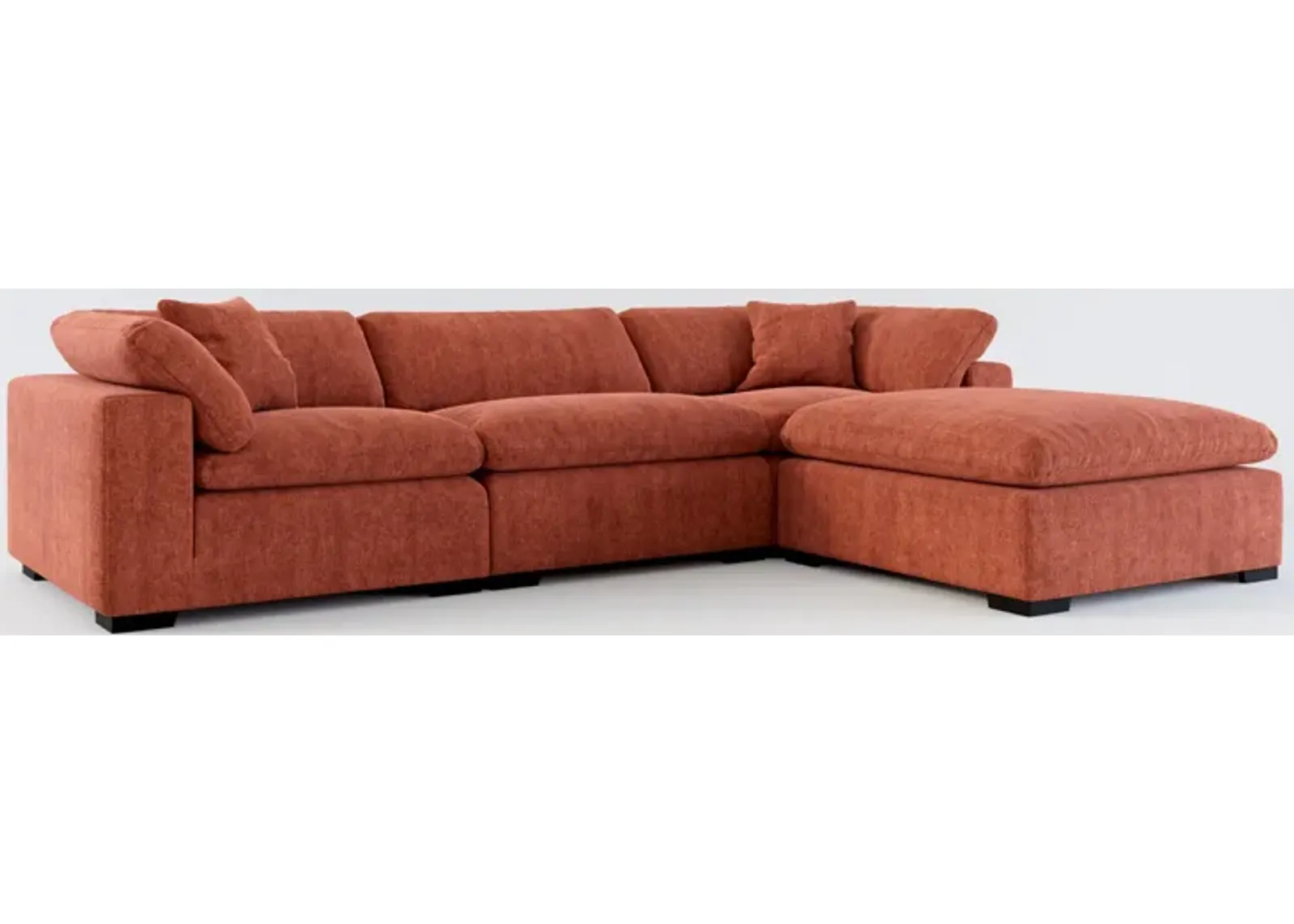 Plush Core Comfort 3-Piece Sofa and Ottoman - Contessa Paprika