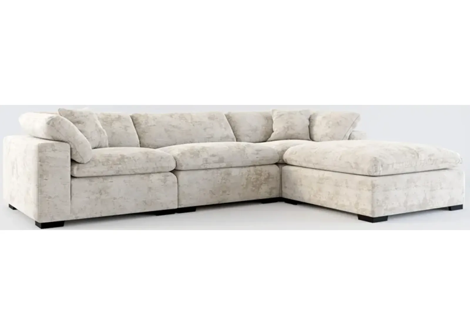 Plush Core Comfort 3-Piece Sofa and Ottoman - Hearth Cement