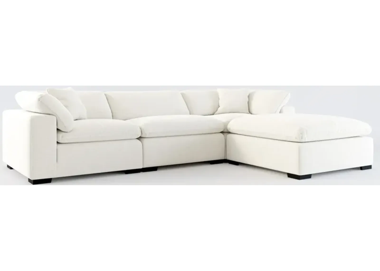 Plush Core Comfort 3-Piece Sofa and Ottoman - Living Large White