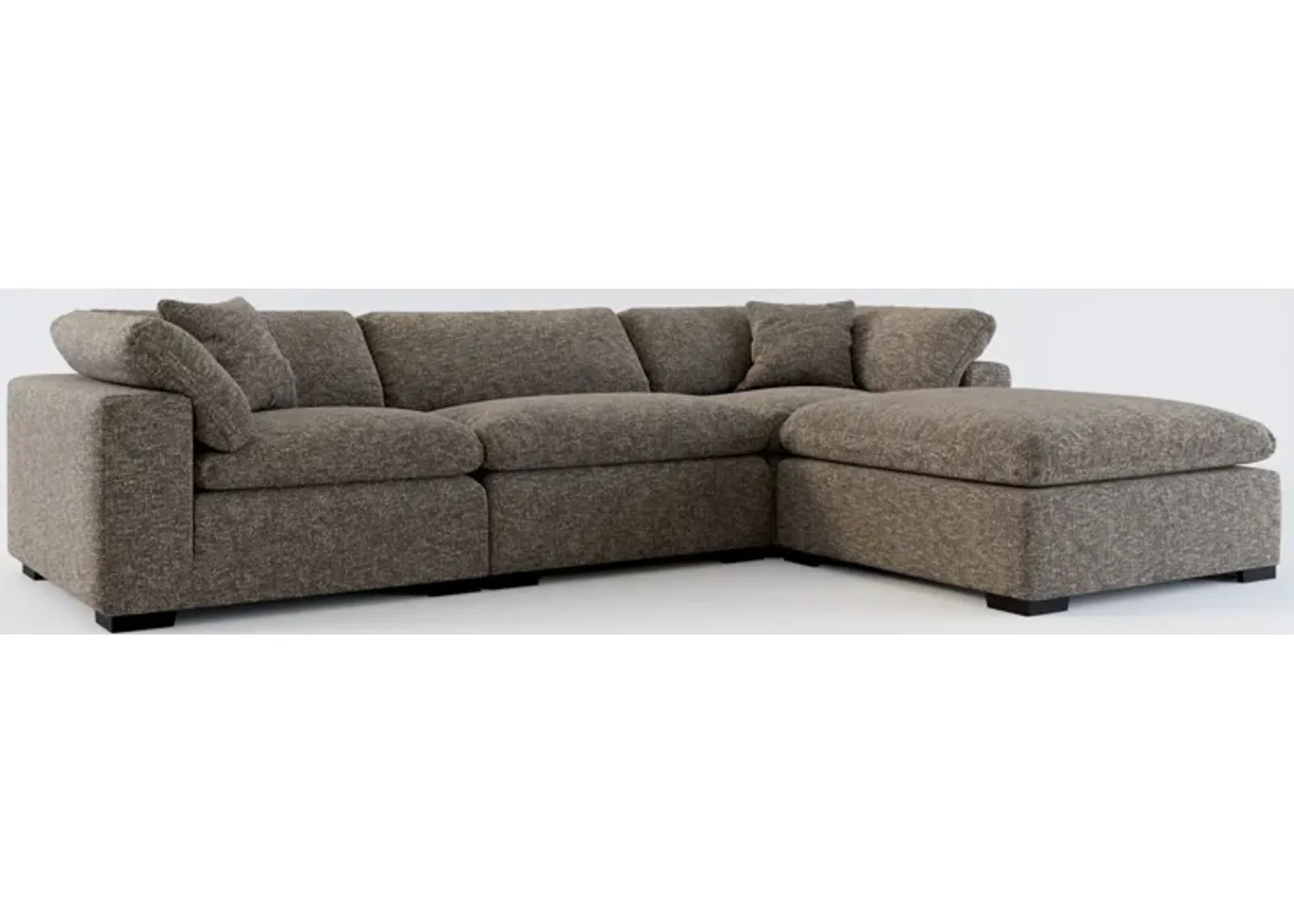 Plush Core Comfort 3-Piece Sofa and Ottoman - M Walnut