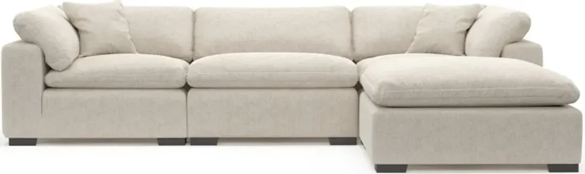 Plush Core Comfort 3-Piece Sofa and Ottoman - M Ivory