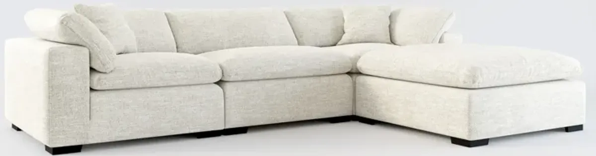 Plush Core Comfort 3-Piece Sofa and Ottoman - M Ivory