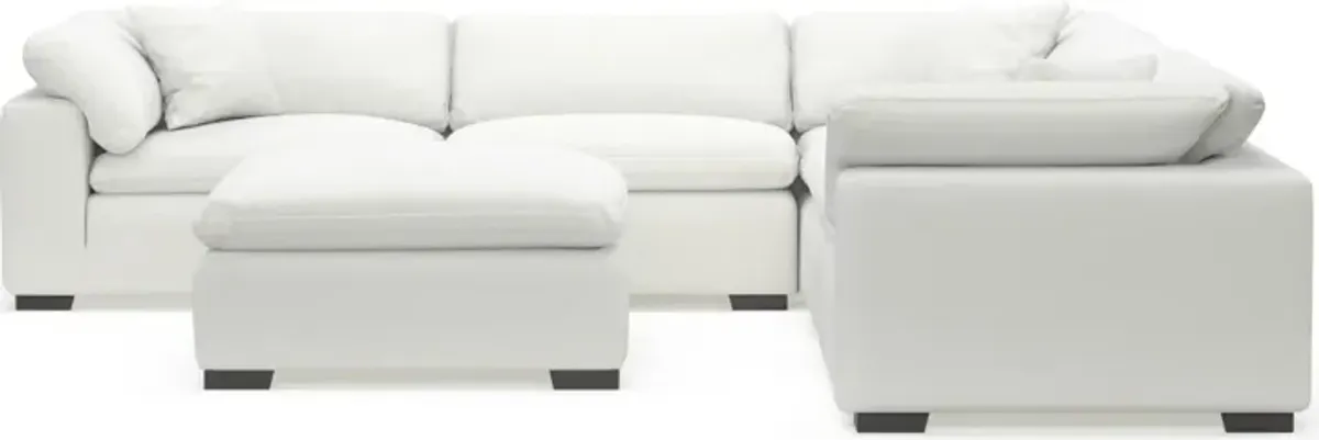 Plush Core Comfort 5-Piece Sectional and Ottoman - Contessa Vanilla