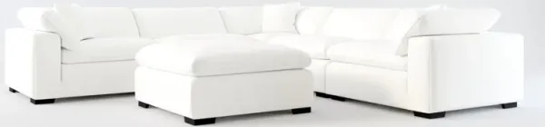 Plush Core Comfort 5-Piece Sectional and Ottoman - Contessa Vanilla