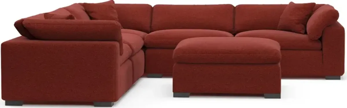 Plush Core Comfort 5-Piece Sectional and Ottoman - Bloke Brick