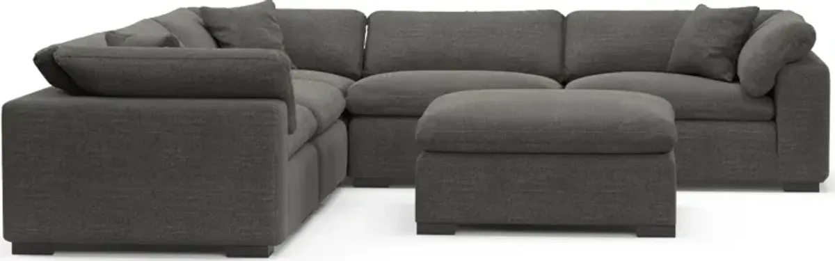 Plush Core Comfort 5-Piece Sectional and Ottoman - Curious Charcoal