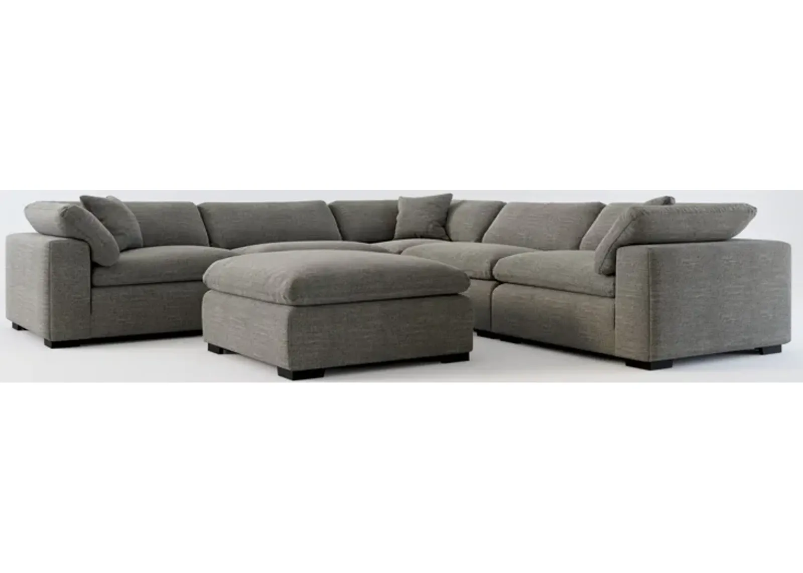 Plush Core Comfort 5-Piece Sectional and Ottoman - Curious Charcoal