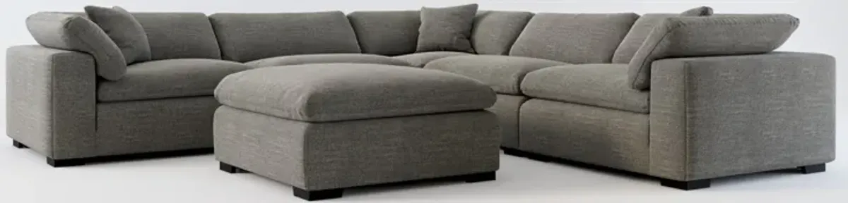 Plush Core Comfort 5-Piece Sectional and Ottoman - Curious Charcoal