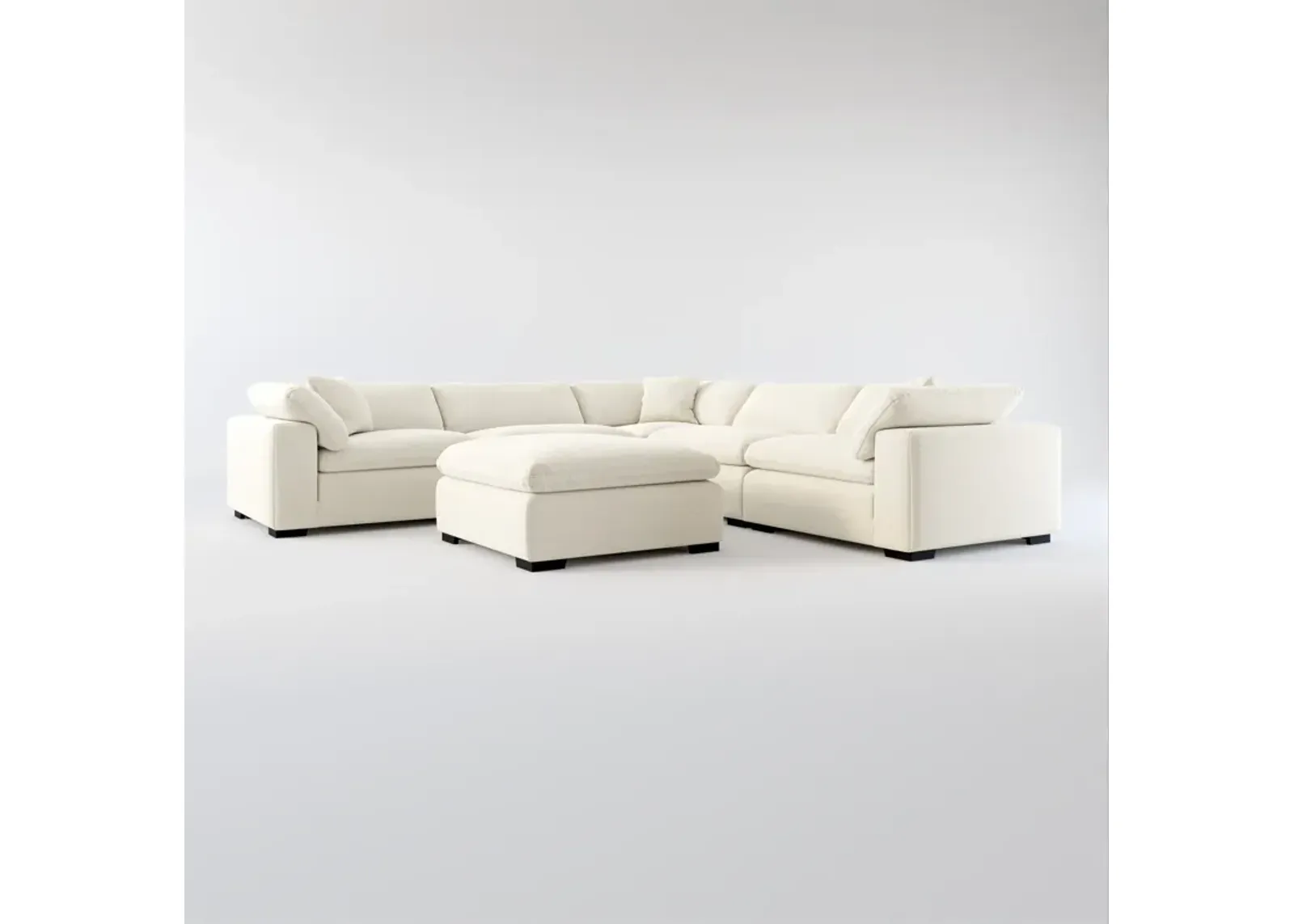 Plush Core Comfort 5-Piece Sectional and Ottoman - Curious Pearl