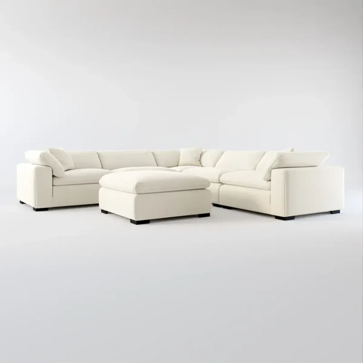 Plush Core Comfort 5-Piece Sectional and Ottoman - Curious Pearl