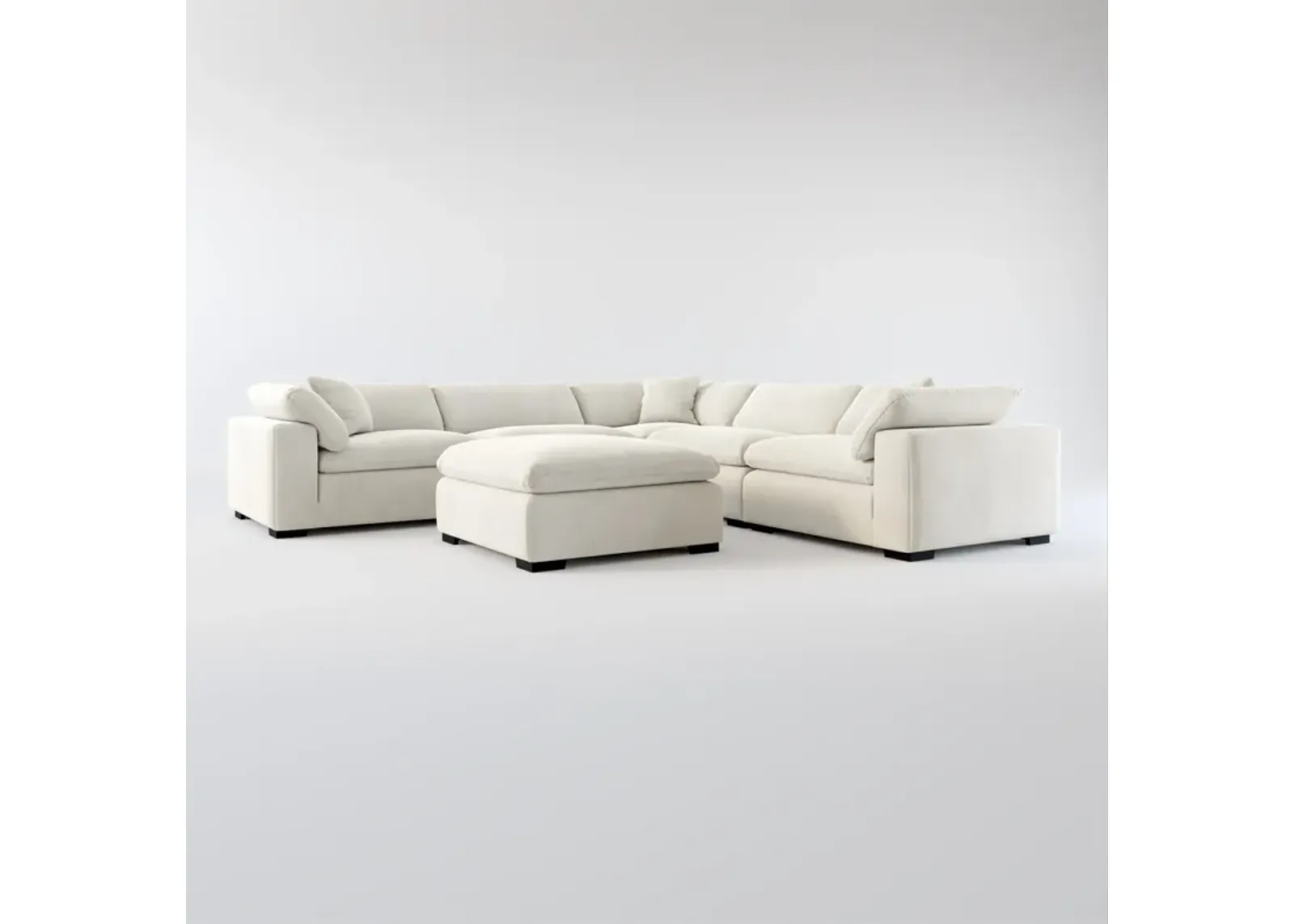 Plush Core Comfort 5-Piece Sectional and Ottoman - Laurent Beach