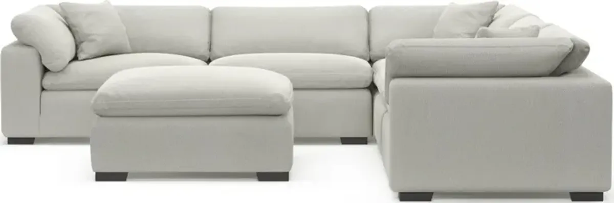 Plush Core Comfort 5-Piece Sectional and Ottoman - Oslo Snow