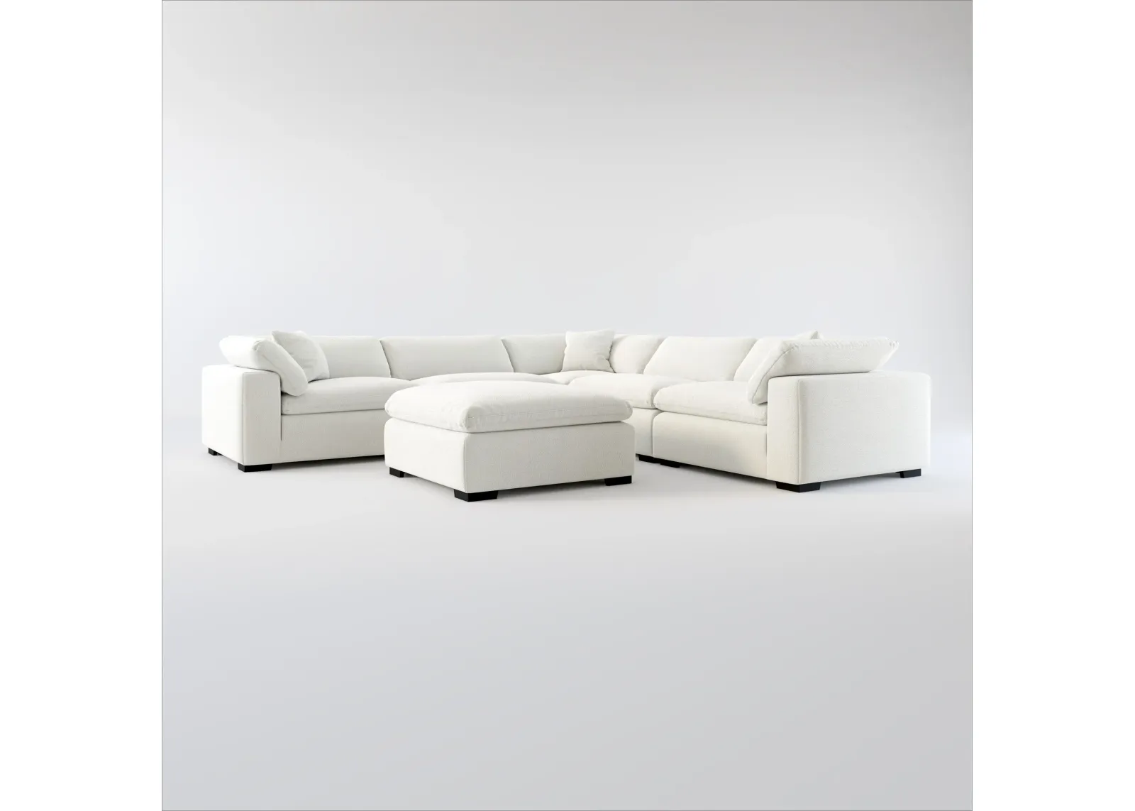 Plush Core Comfort 5-Piece Sectional and Ottoman - Oslo Snow